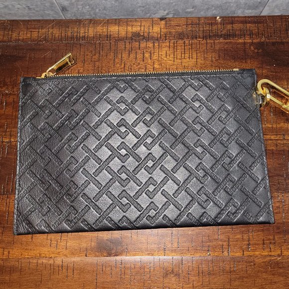 Authentic Versace Black Leather Wristlet Clutch, Gold Hardware 6.5"(L) x 10"(W) - Picture 4 of 14